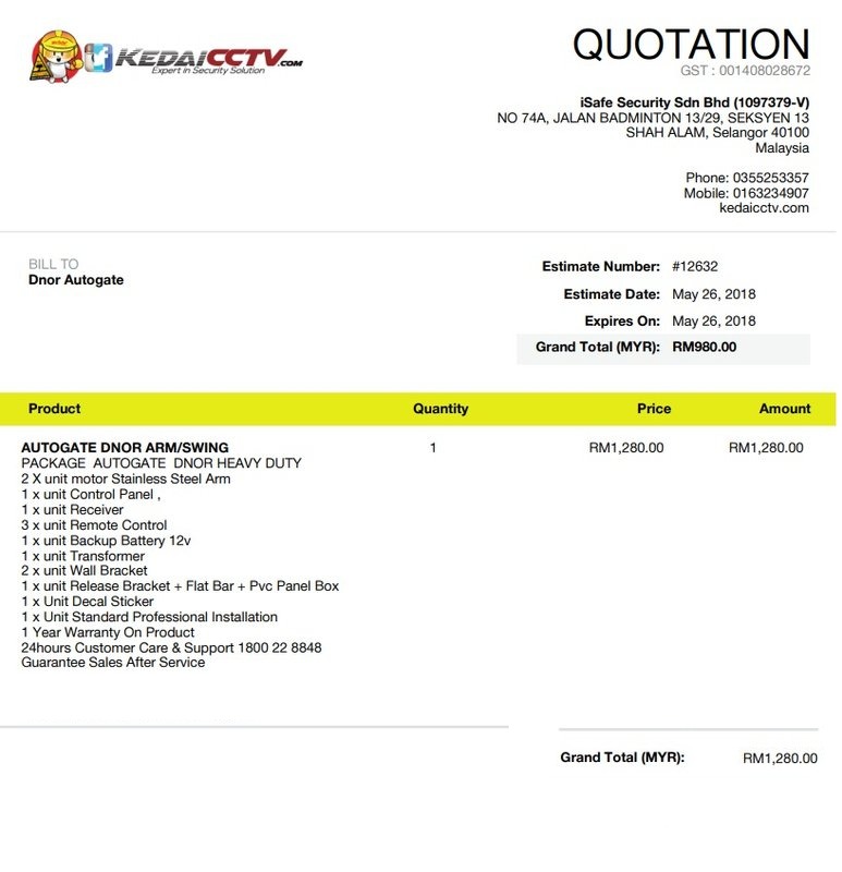 Tempahan Date Pemasangan utk  Autogate Italy  RM1280 (deposit rm500 shj! )